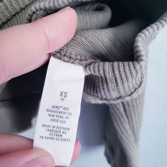 Aerie New Love Green Ribbed Hoodie - Picture 6 of 7